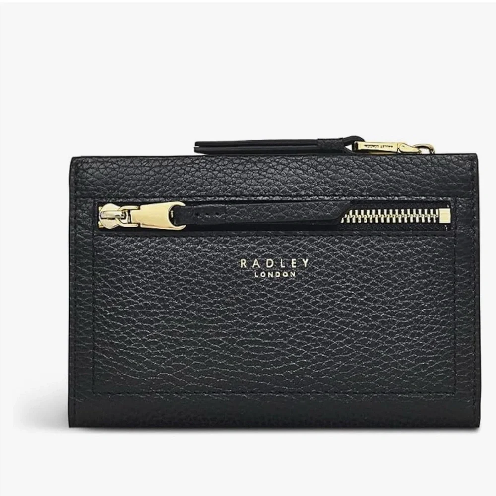Radley London Sunny Dene Bifold Black‎ Leather Wallet with Gold Accents
